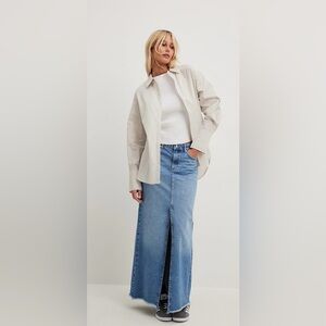 Na-Kd denim maxi skirt with natural hem. Size 8